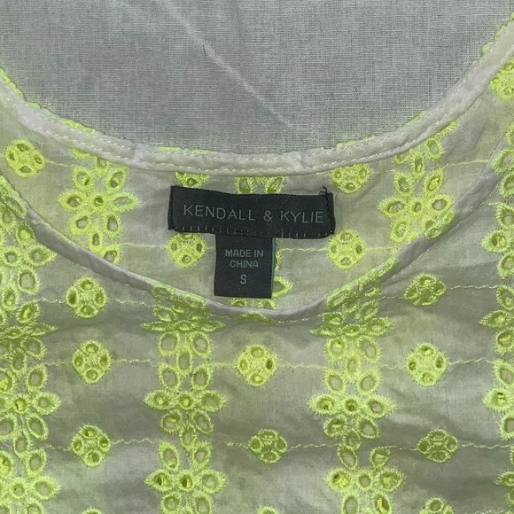 Kendall and Kylie Neon Yellow Embroidered Tank Top - Picture 3 of 5